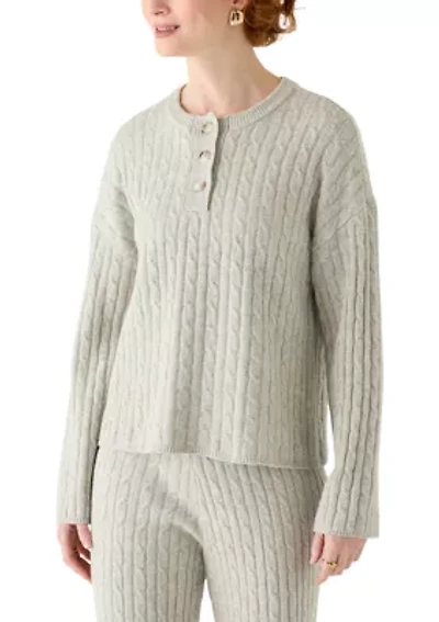 Women's Henley Cable Knit Sweater