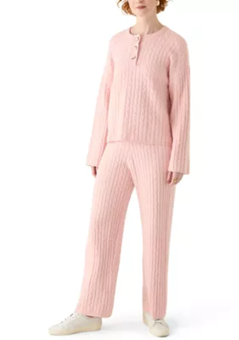 Women's Cable Knit Wide Leg Sweater Pants