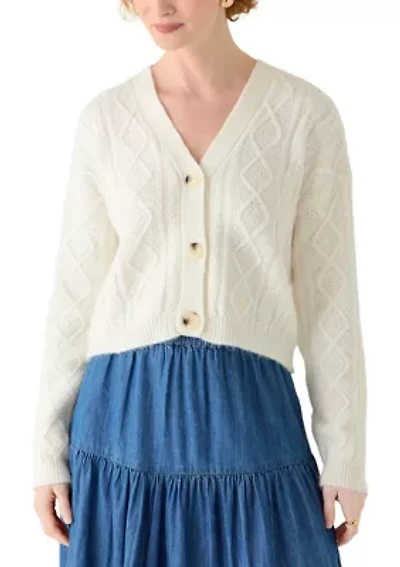 Women's V-neck Cable Cardigan