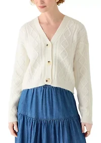 Women's V-neck Cable Cardigan