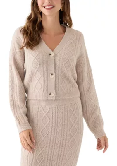 Women's V-neck Cable Cardigan