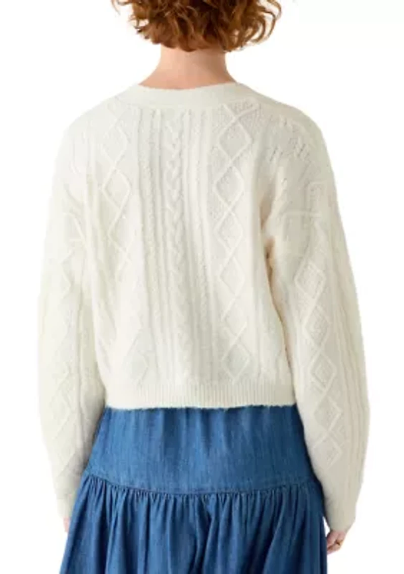 Women's V-neck Cable Cardigan