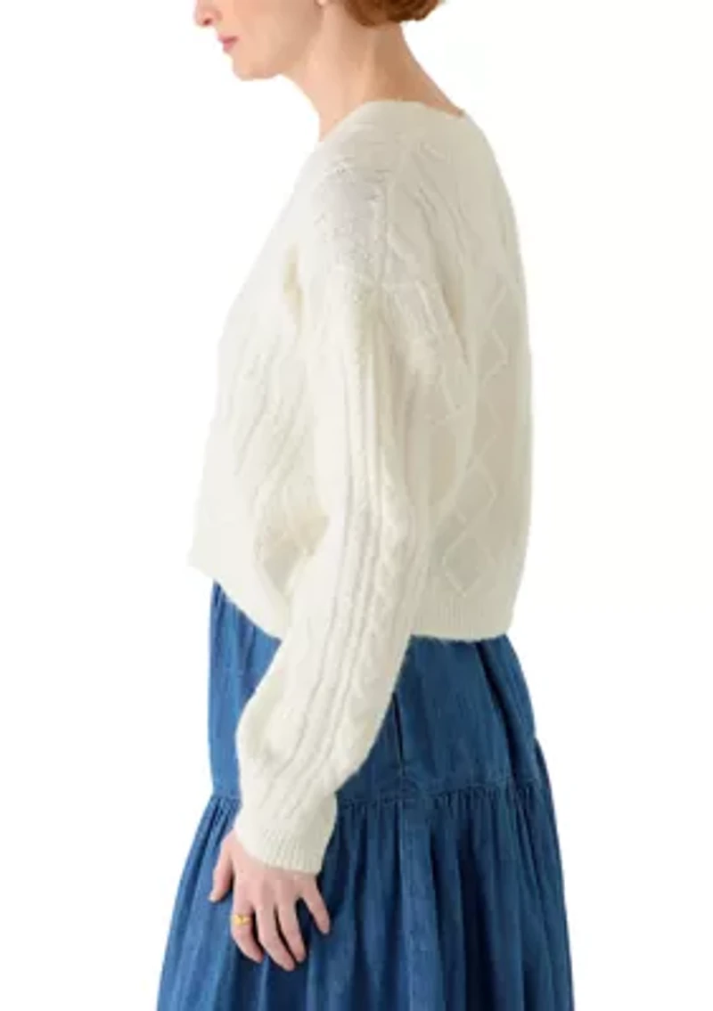 Women's V-neck Cable Cardigan