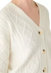 Women's V-neck Cable Cardigan