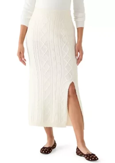 Women's Cable Sweater Skirt with Side Slit