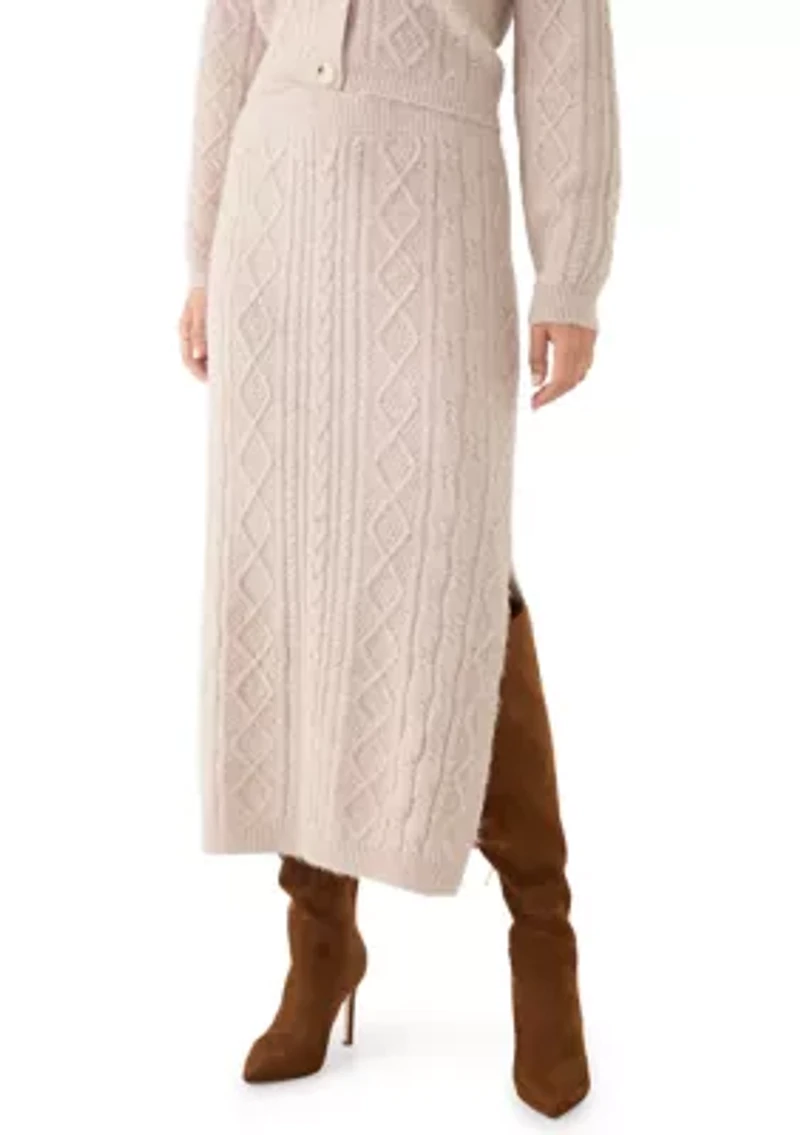 Women's Cable Sweater Skirt with Side Slit