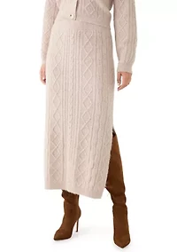 Women's Cable Sweater Skirt with Side Slit