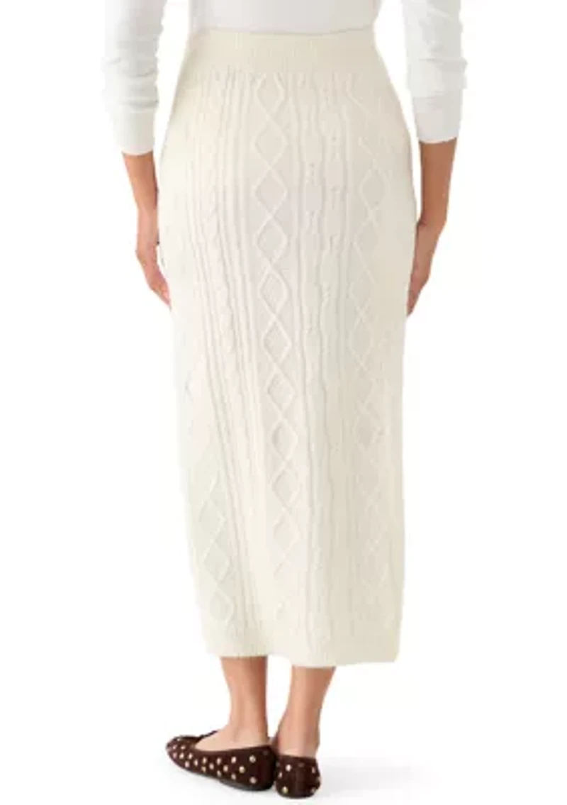 Women's Cable Sweater Skirt with Side Slit