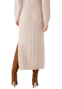 Women's Cable Sweater Skirt with Side Slit