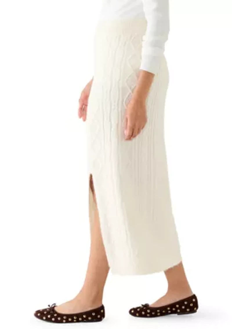 Women's Cable Sweater Skirt with Side Slit