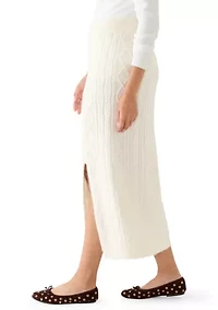 Women's Cable Sweater Skirt with Side Slit