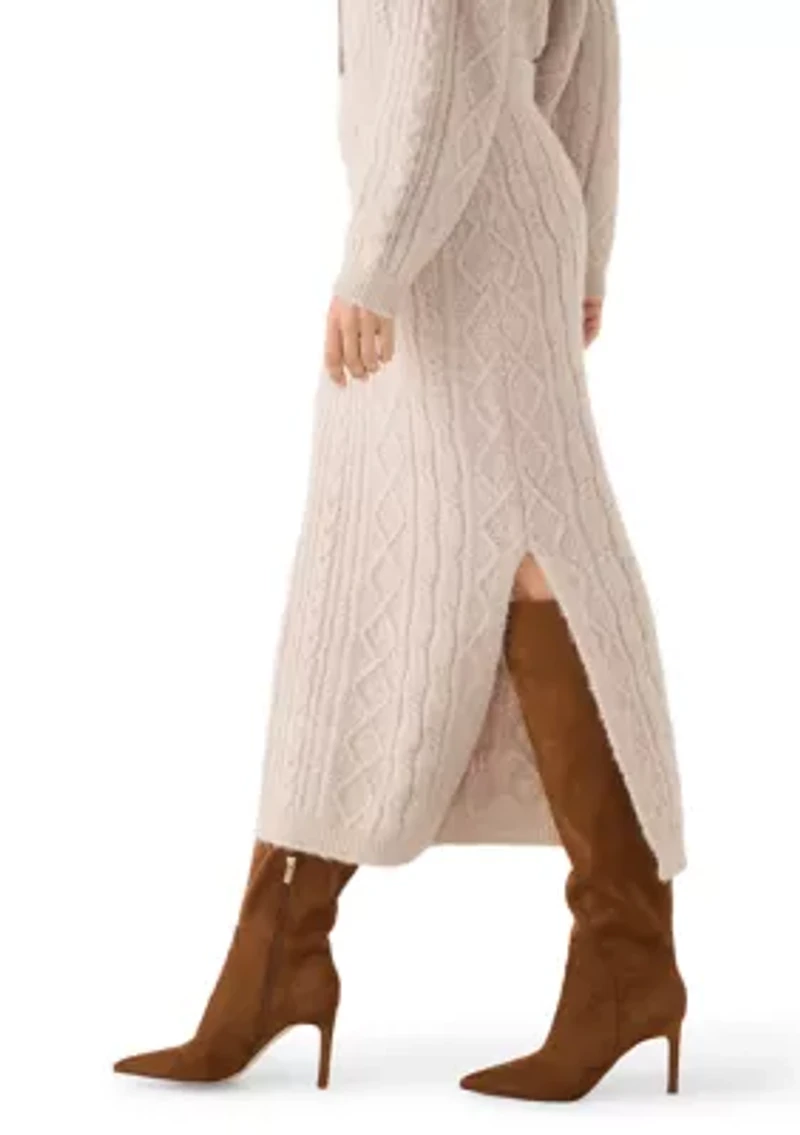 Women's Cable Sweater Skirt with Side Slit
