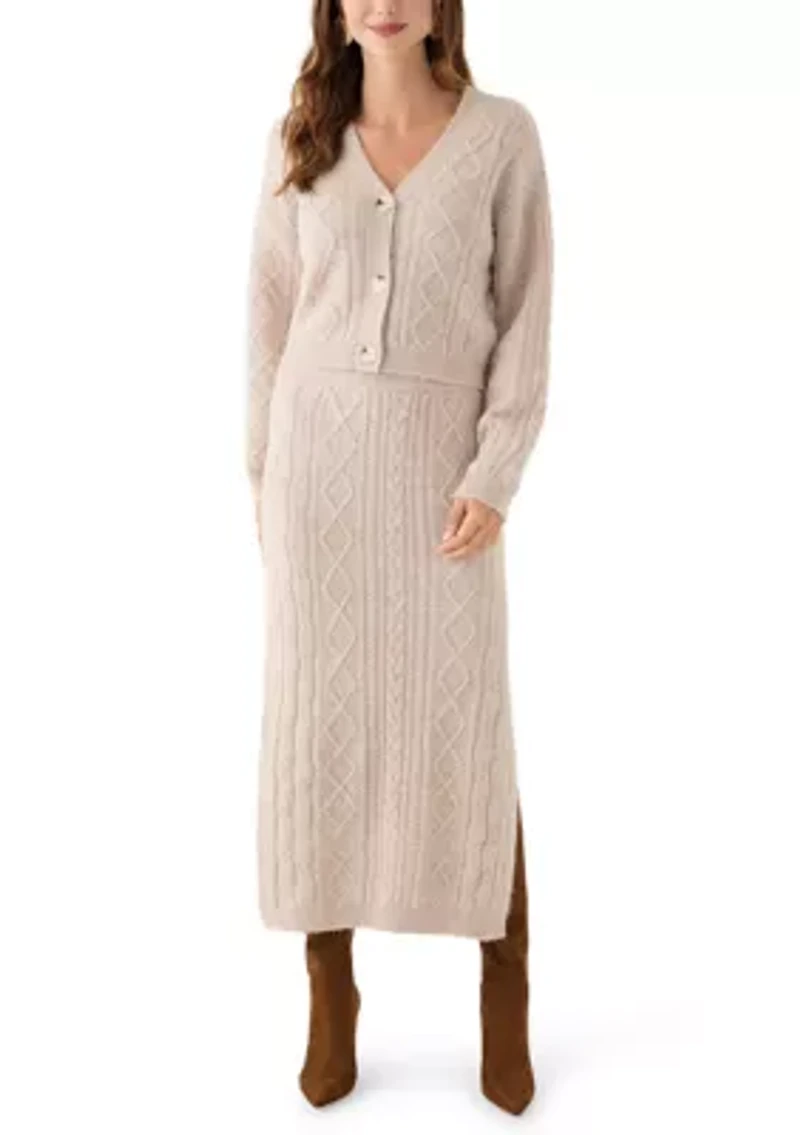 Women's Cable Sweater Skirt with Side Slit