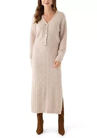 Women's Cable Sweater Skirt with Side Slit