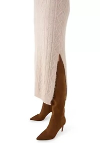 Women's Cable Sweater Skirt with Side Slit