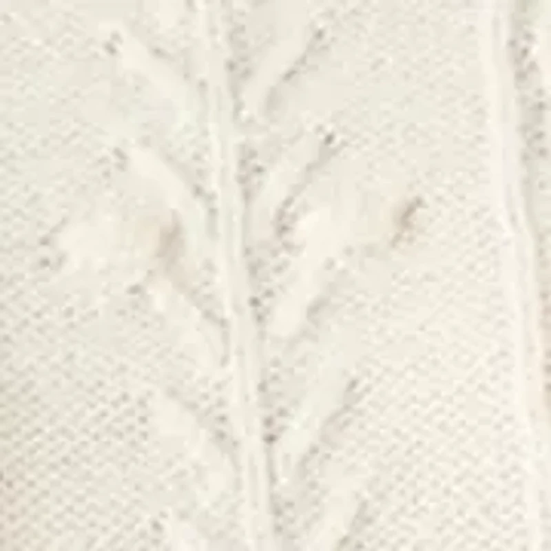 Women's Long Sleeve Keyhole Back Popcorn and Cable Sweater