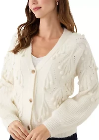 Women's Long Sleeve Three Button Popcorn Cardigan