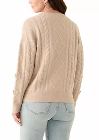 Women's Long Sleeve Mock Neck 3D Floral Sweater