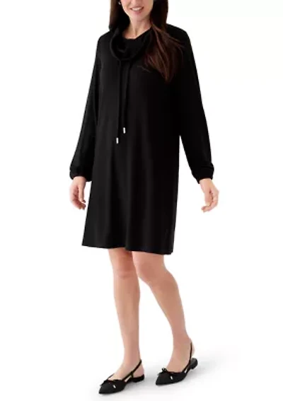 Women's Knit Sweater Dress with Cowl Neck