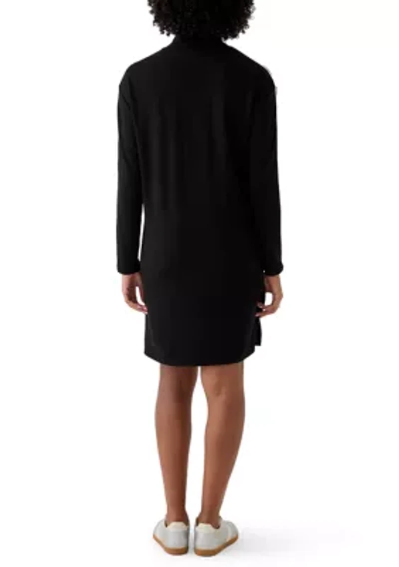 Women's Mock Neck Sweater Dress with Trim