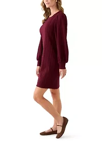 Women's Long Sleeve Cable Knit Dress