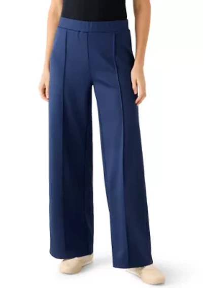 Women's Pull On Scuba Pants with Seamed Front