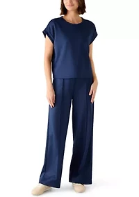 Women's Pull On Scuba Pants with Seamed Front