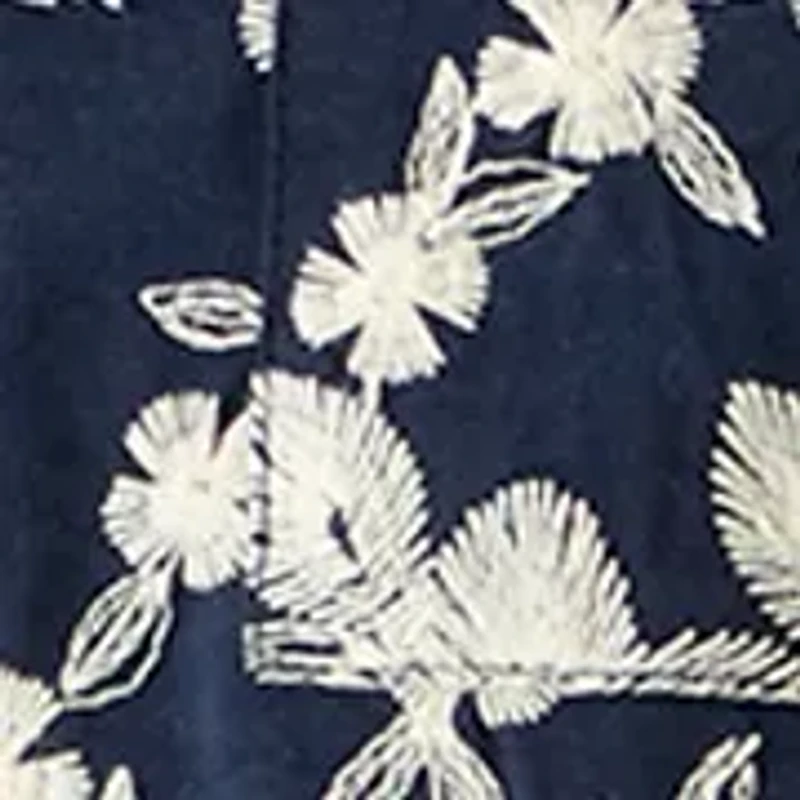 Petite Embroidered Crew Neck Top