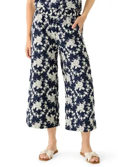 Petite Wide Leg Embroidered Pants