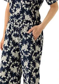 Petite Wide Leg Embroidered Pants