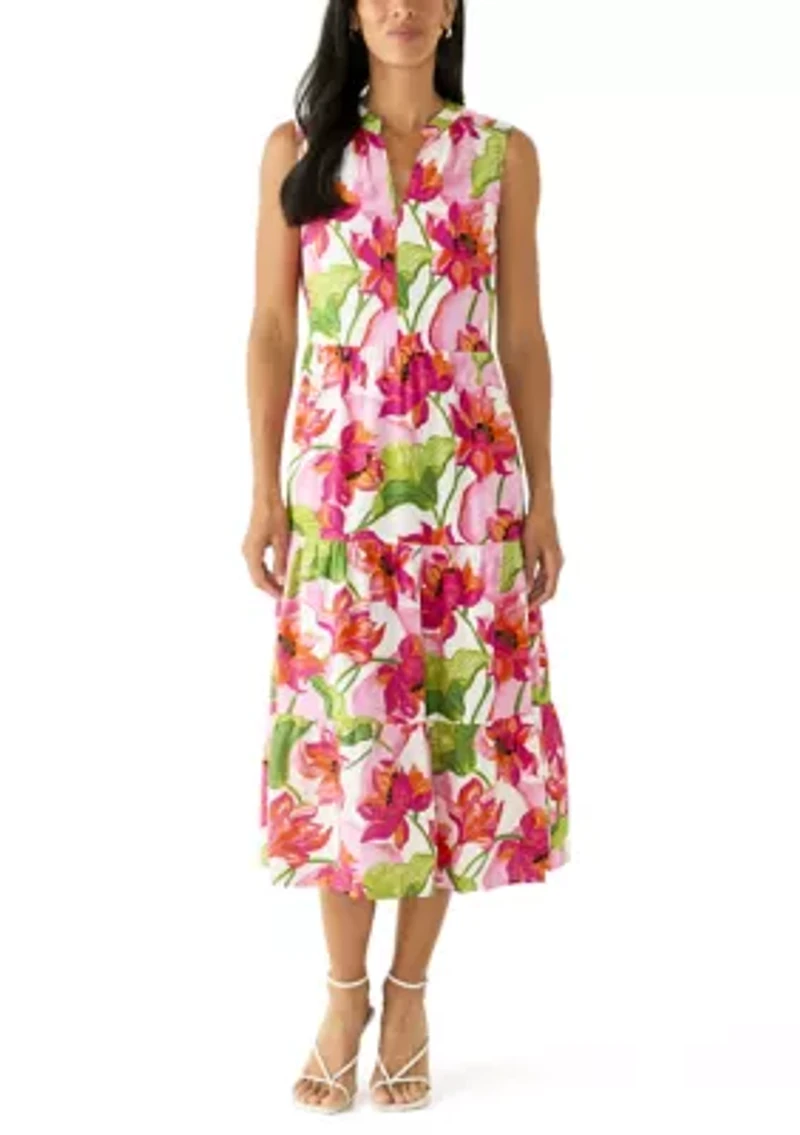 Women's Sleeveless Tiered Midi Dress