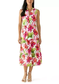 Women's Sleeveless Tiered Midi Dress
