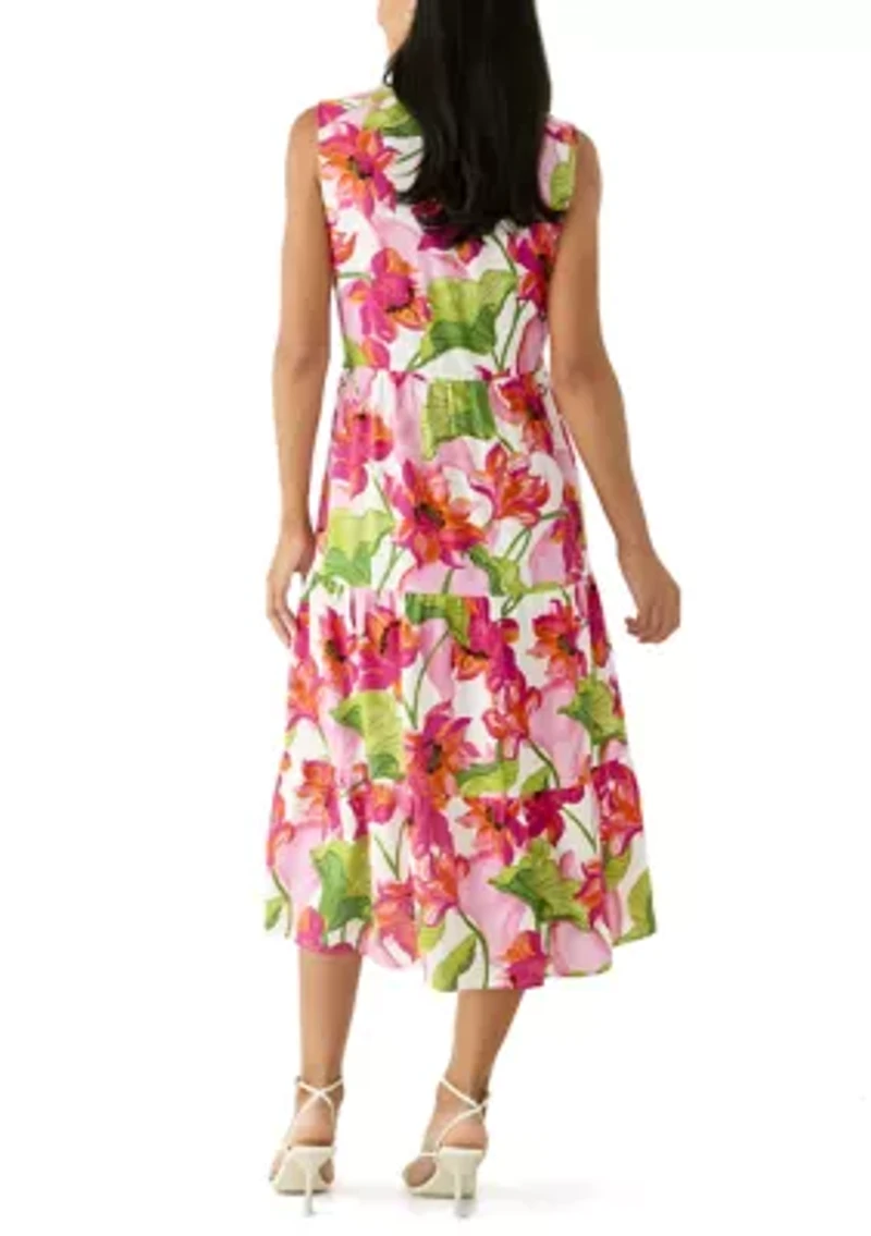 Women's Sleeveless Tiered Midi Dress