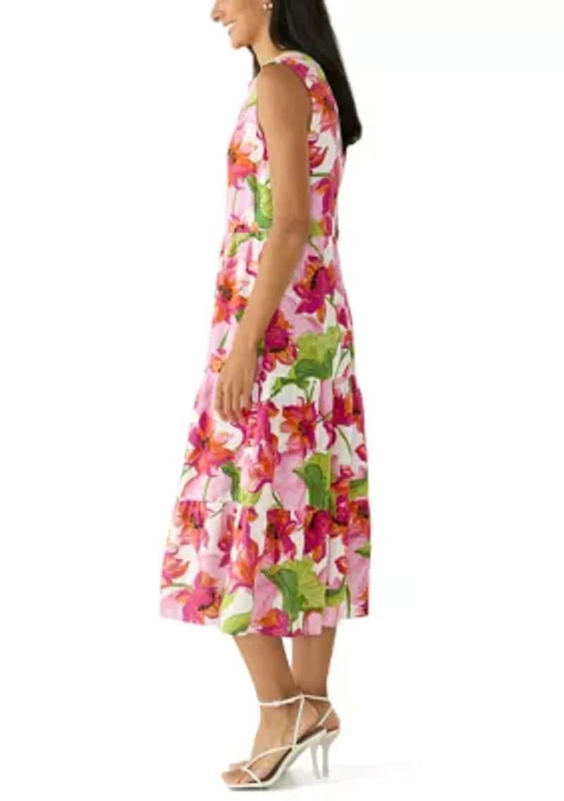 Women's Sleeveless Tiered Midi Dress