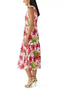 Women's Sleeveless Tiered Midi Dress