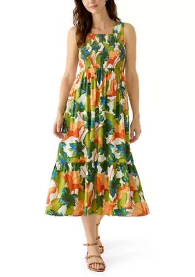 Women's Sleeveless Smocked Midi Dress