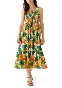 Women's Sleeveless Smocked Midi Dress