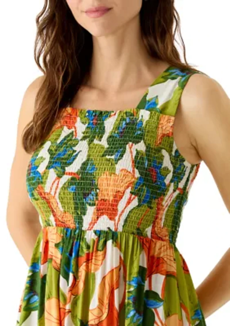 Women's Sleeveless Smocked Midi Dress