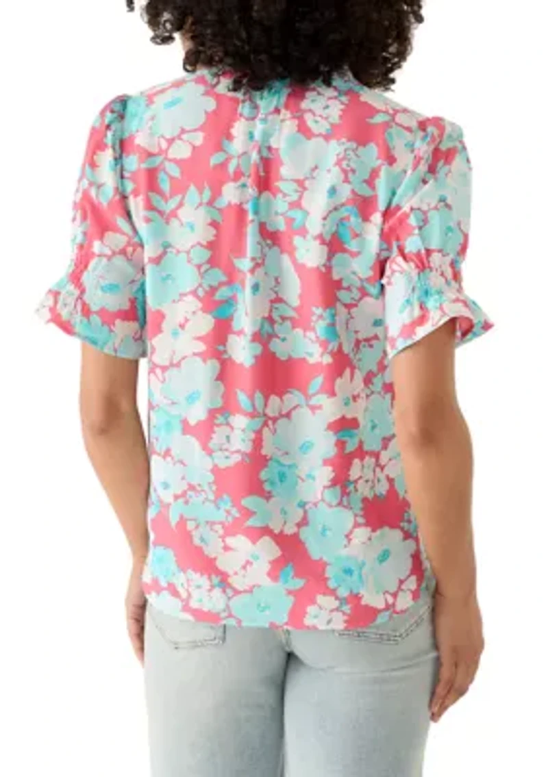 Women's Short Sleeve V-Neck Popover Top