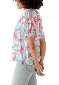 Women's Short Sleeve V-Neck Popover Top