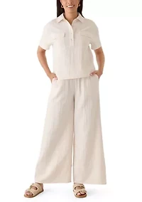 Women's Striped Wide Leg Gauze Pants