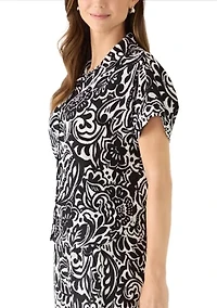 Women's Printed Short Sleeve Camp Shirt