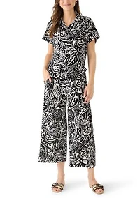 Women's Printed Short Sleeve Camp Shirt