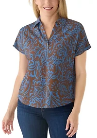 Women's Short Sleeve Popover Top