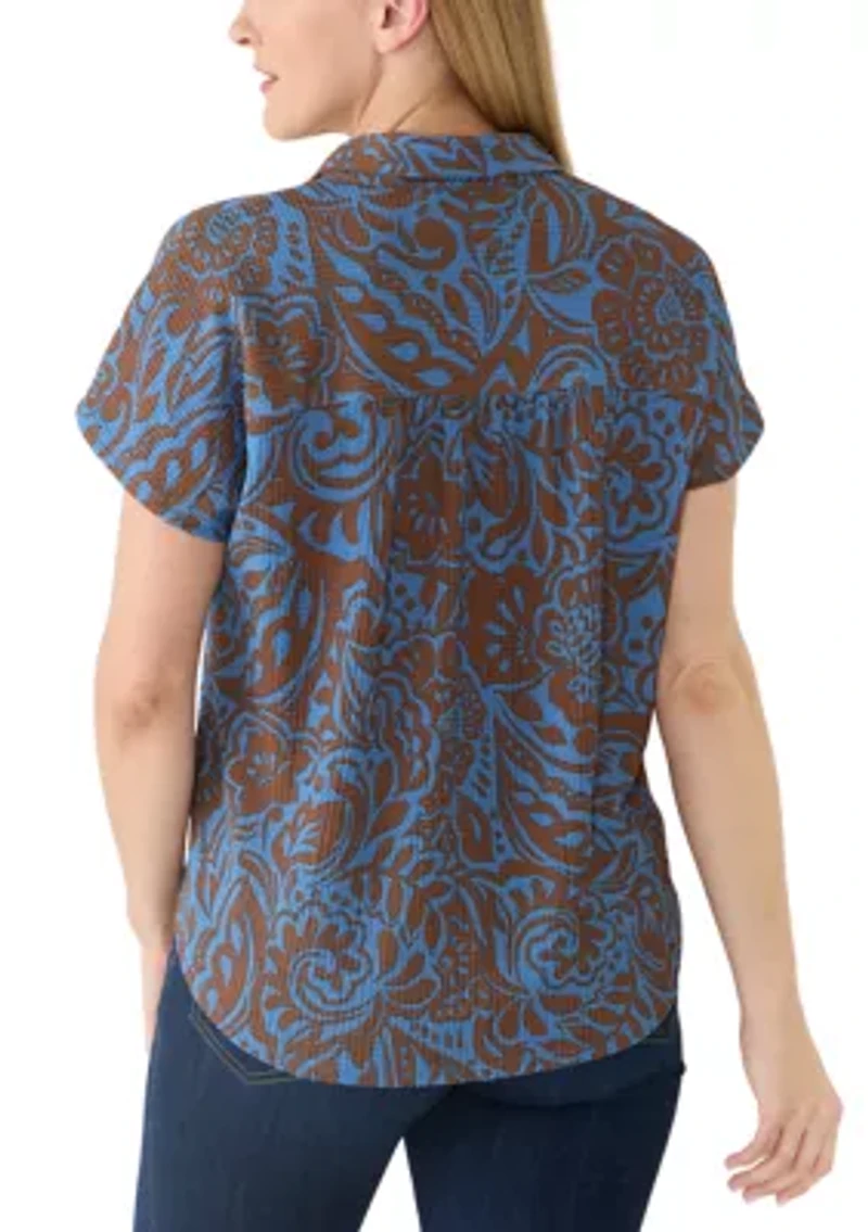 Women's Short Sleeve Popover Top