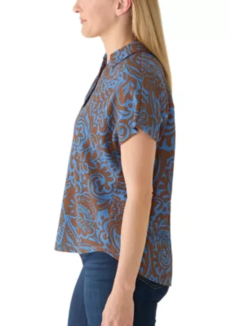 Women's Short Sleeve Popover Top
