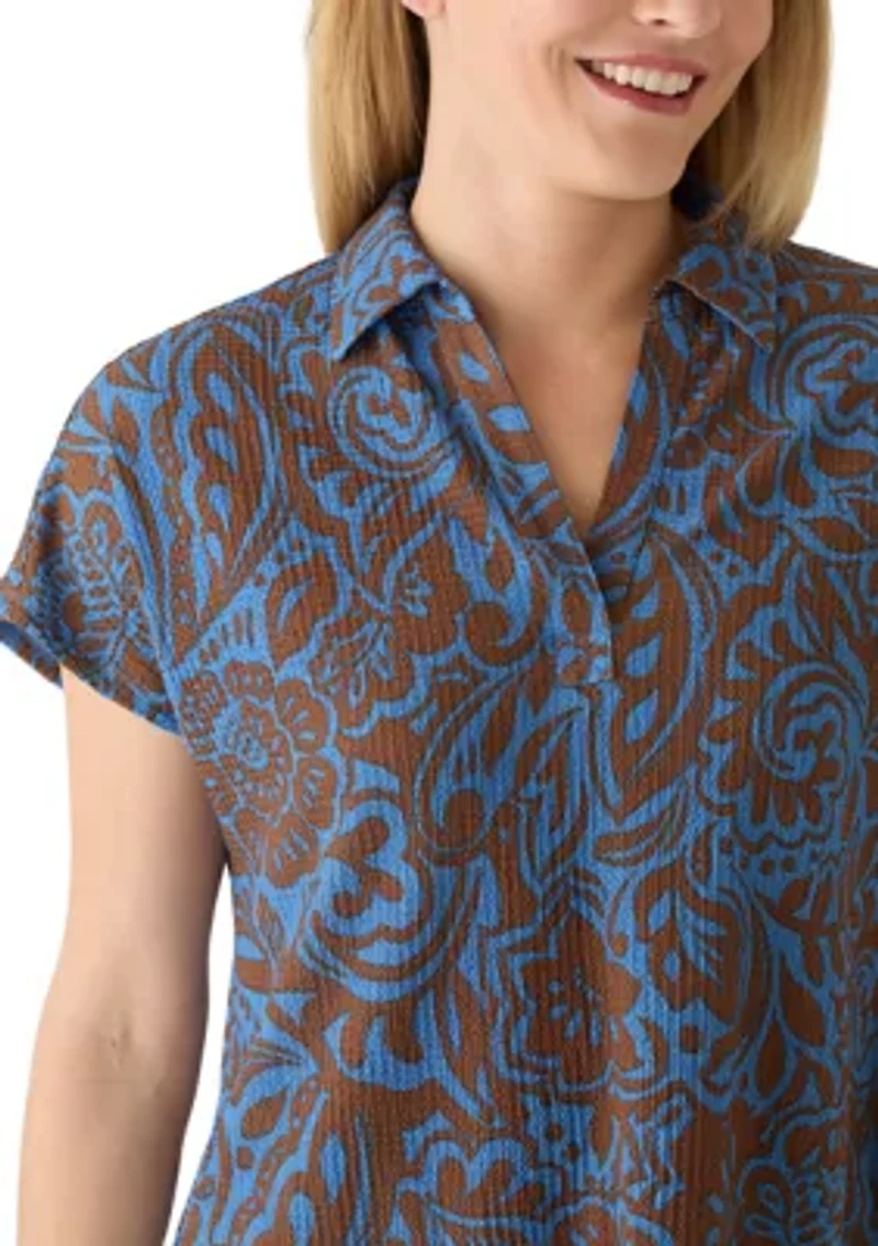 Women's Short Sleeve Popover Top