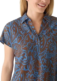 Women's Short Sleeve Popover Top