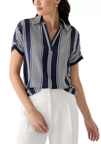 Women's Printed Satin Washed Blouse