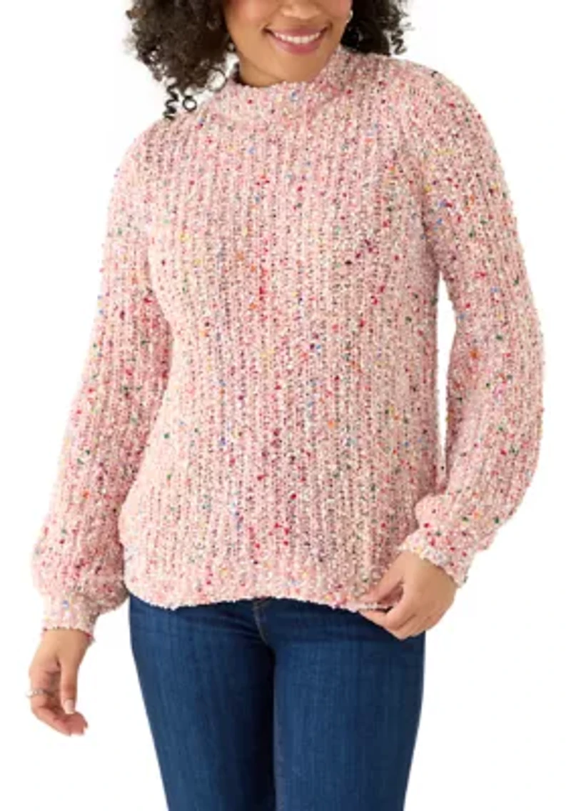 Women's Confetti Chenille Crew Neck Long Sleeve Sweater